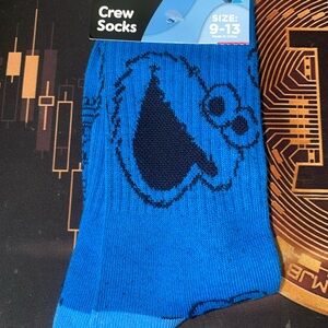 Cookie Monster Blue Crew Socks with Character Design